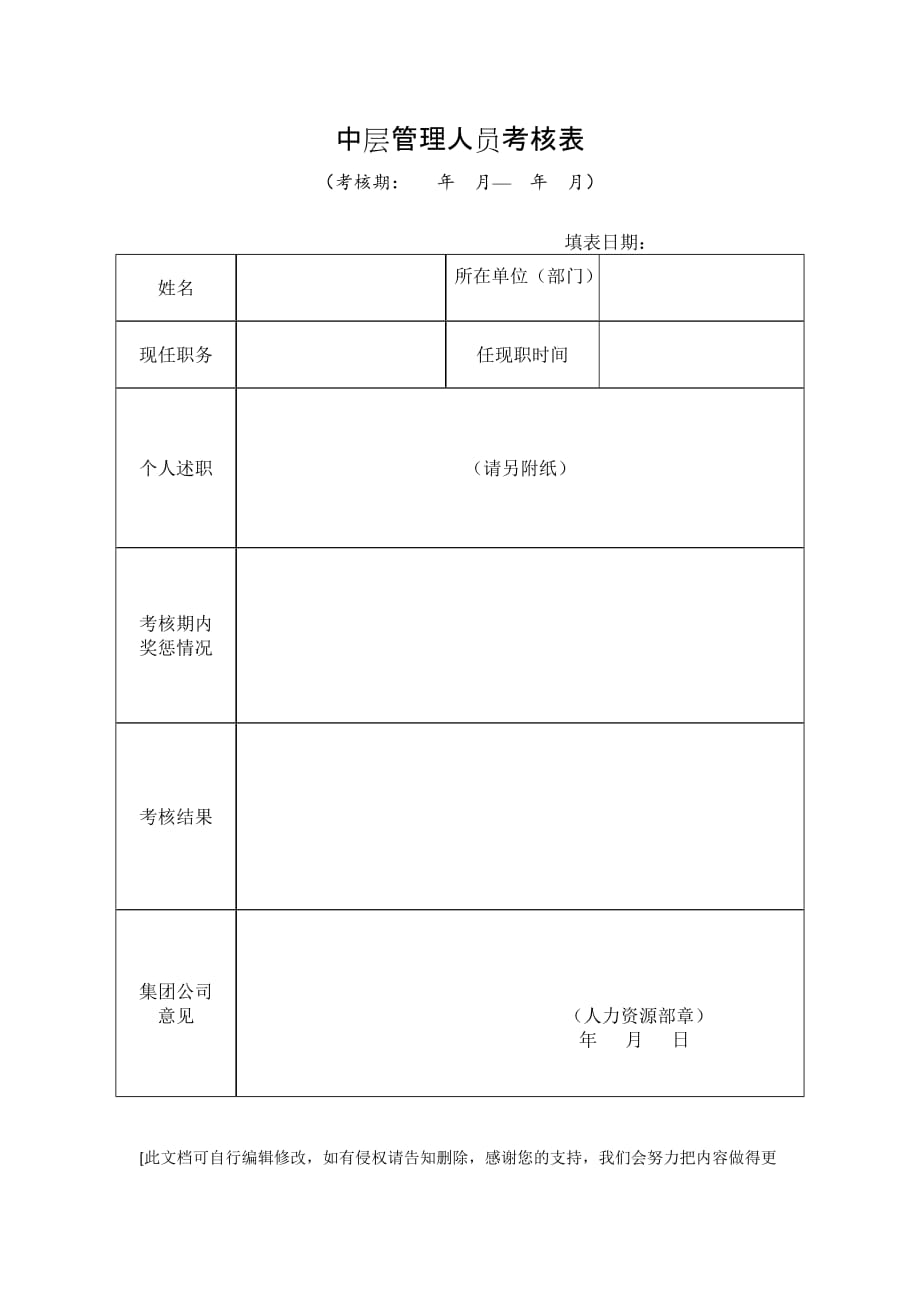 国企中层管理人员考核表.doc_第1页