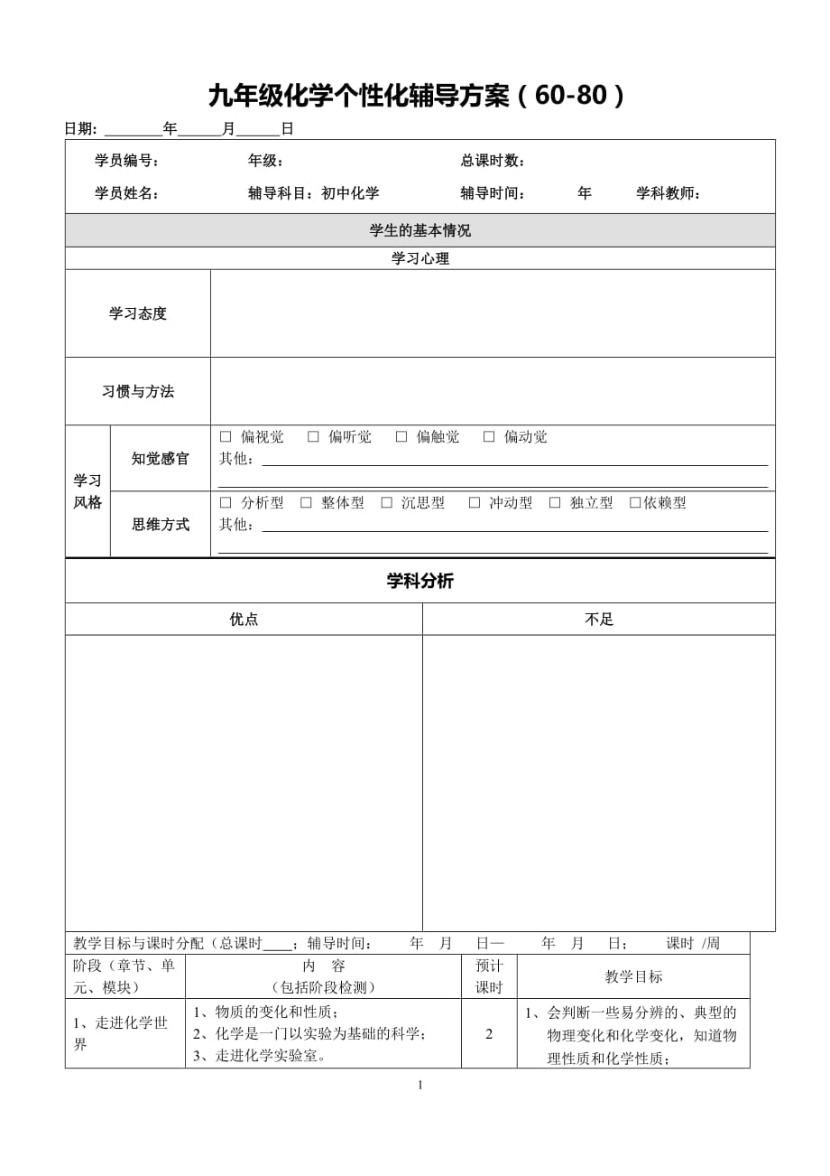 中考化学个性化辅导方案.doc_第1页