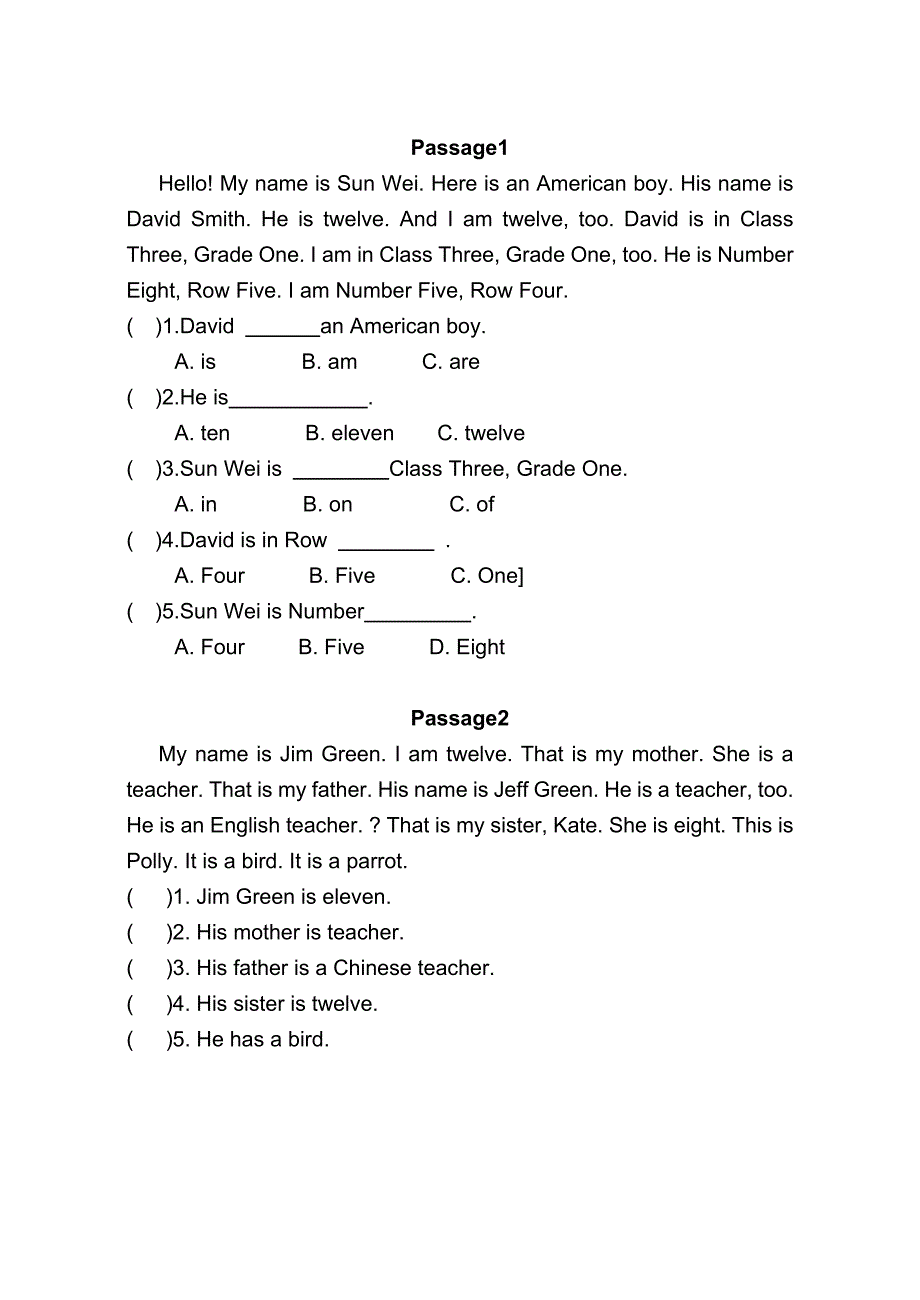 冀教版七年级英语阅读理解综合练习.doc_第1页