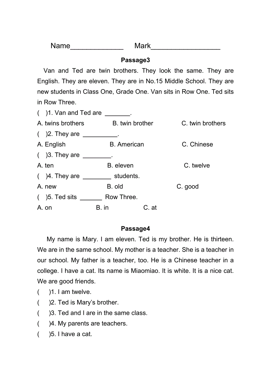 冀教版七年级英语阅读理解综合练习.doc_第2页