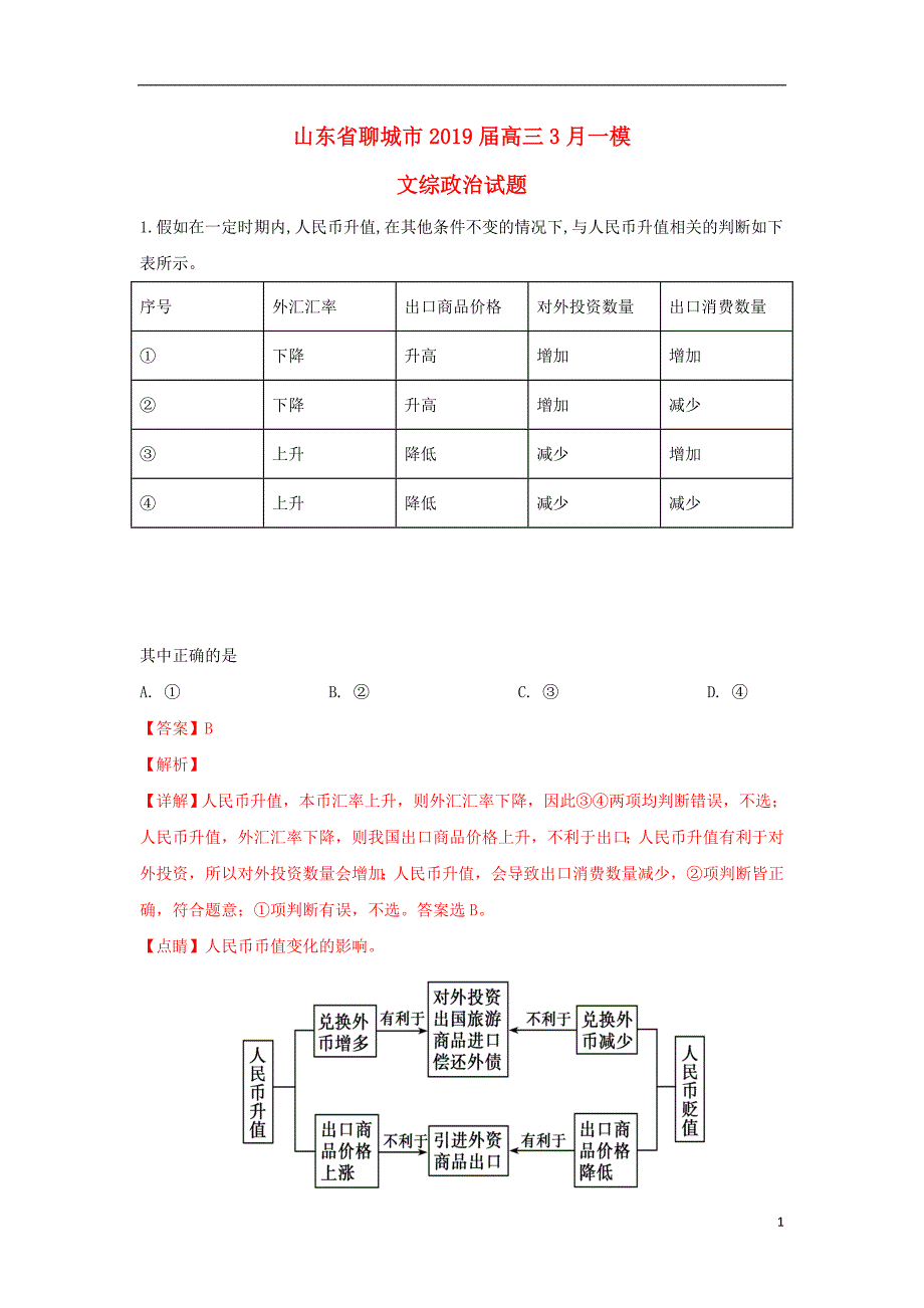 山东省聊城市届高三政治一模试题（含解析）.doc_第1页