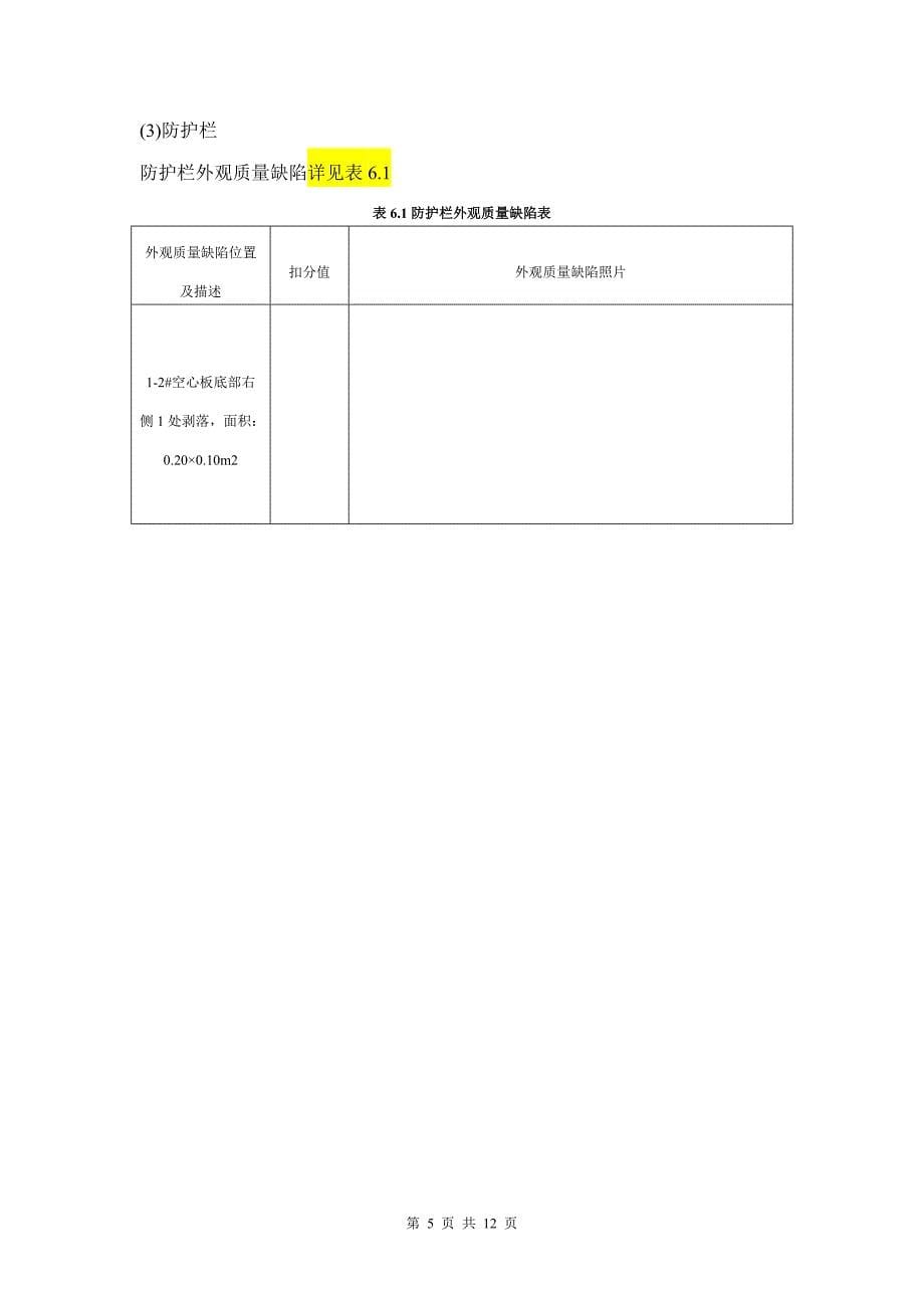 公路工程交工验收质量检测外观检查表_第5页