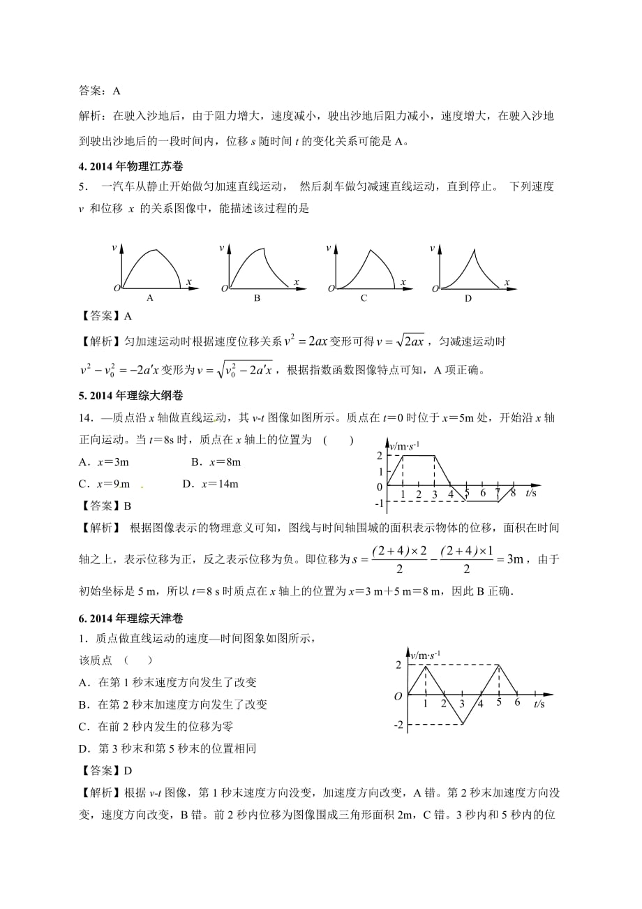 2011年-2019年高考物理真题分专题汇编之专题004.直线运动的图像问题(1)_第2页