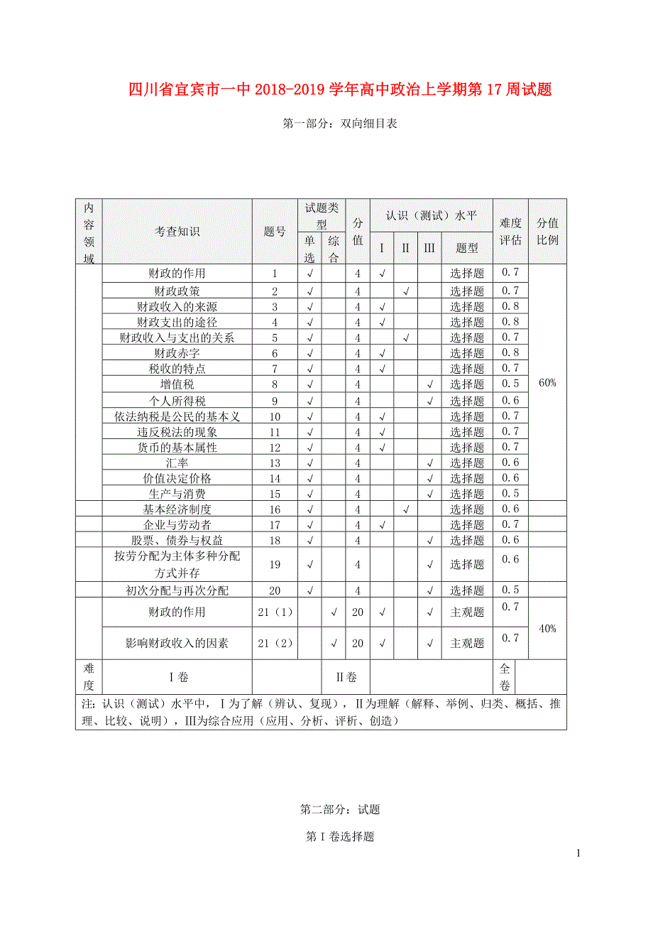 四川宜宾一中高中政治第17周.docx_第1页