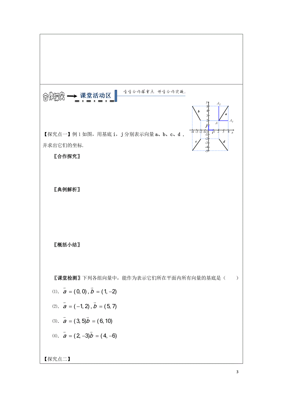 黑龙江齐齐哈尔高中数学第二章平面向量2.3平面向量的基本定理及坐标表示2.3.2平面向量正交分解及坐标表示领学案无答案新人教A必修4.doc_第3页