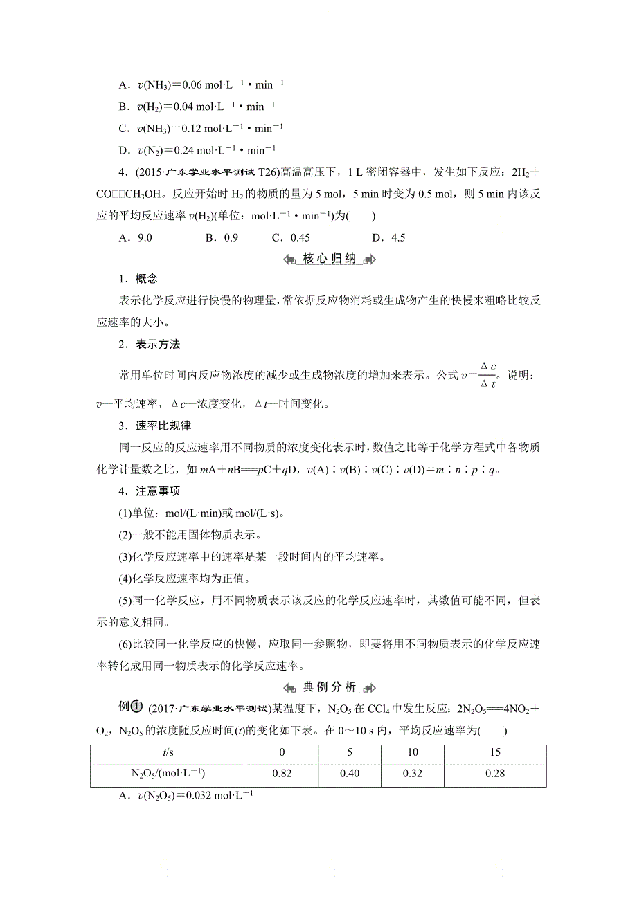 高中化学学业水平测试专题考点复习专题七：《化学反应速率和化学平衡》_第2页