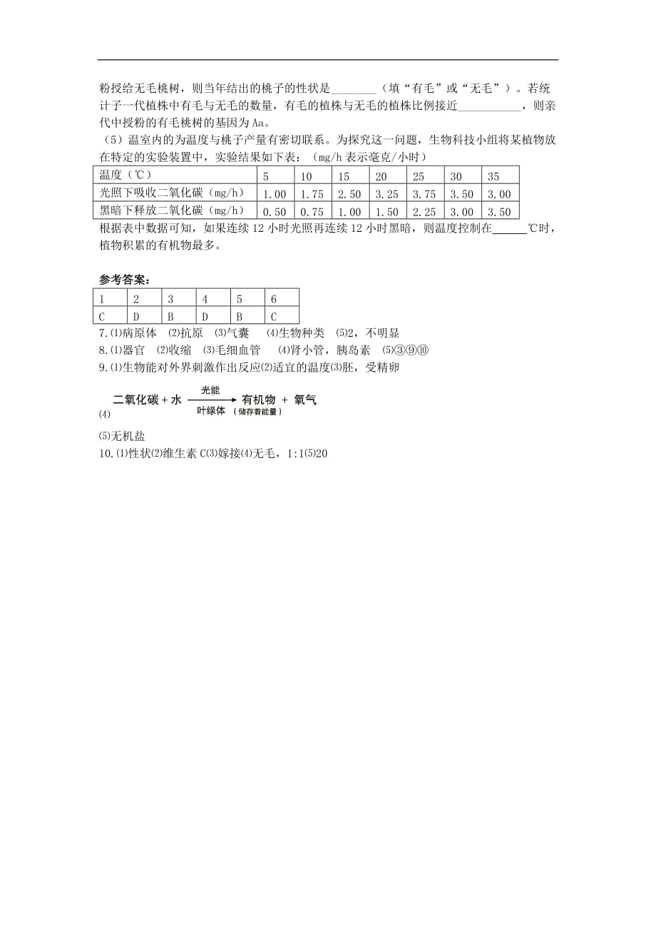 2017年湖北枣阳生物适应性考试（含答案）_第3页