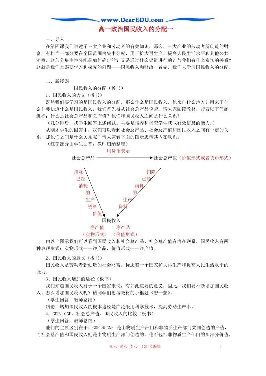 高一政治国民收入的分配一 人教版.doc_第1页