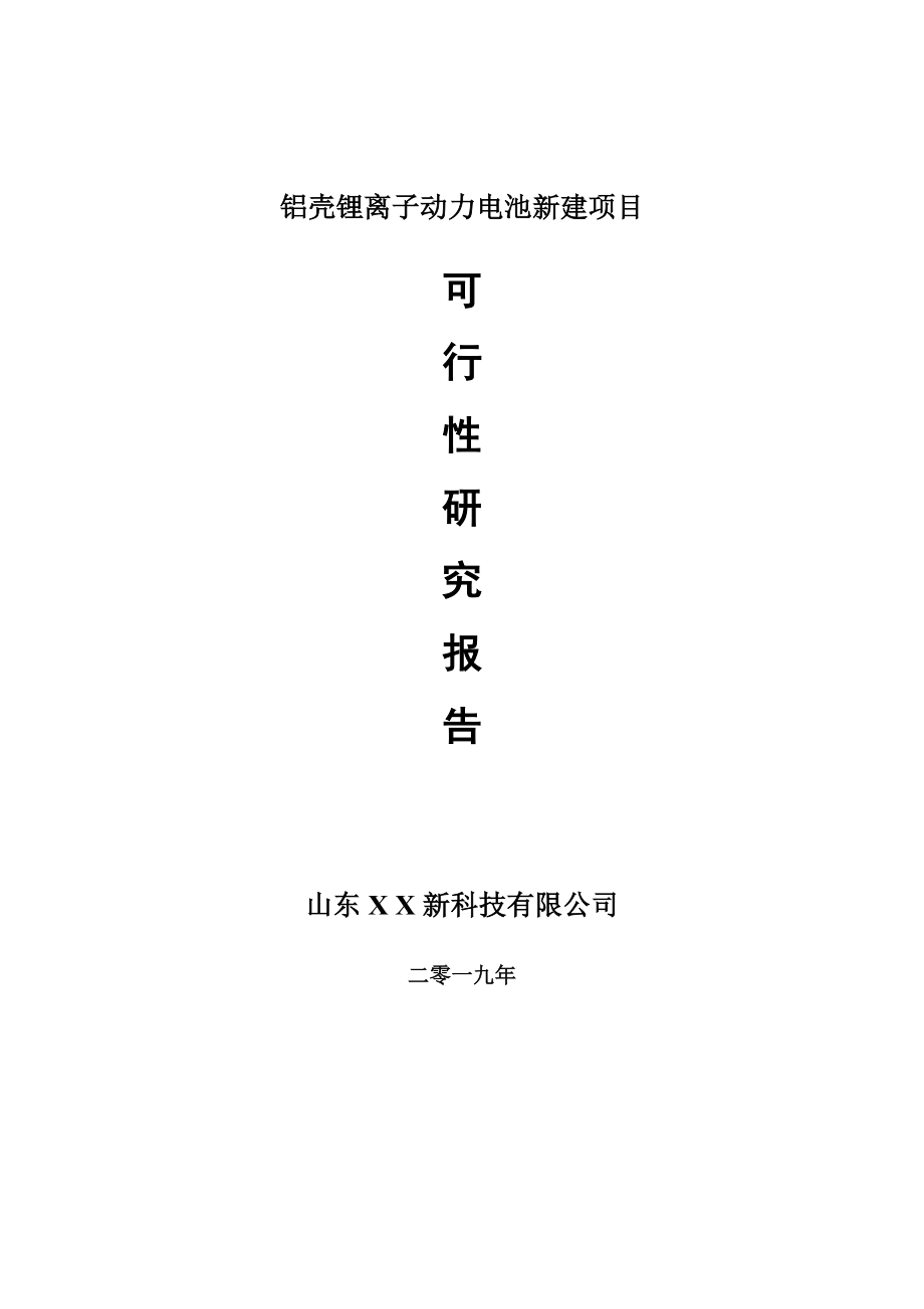 铝壳锂离子动力电池新建项目可行性研究报告-可修改备案申请_第1页