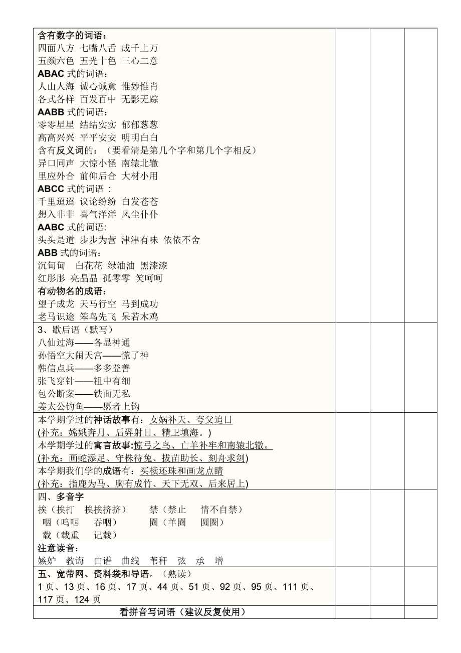 三年级下册必须掌握的看拼音写词语、背诵、默写内容.doc_第4页