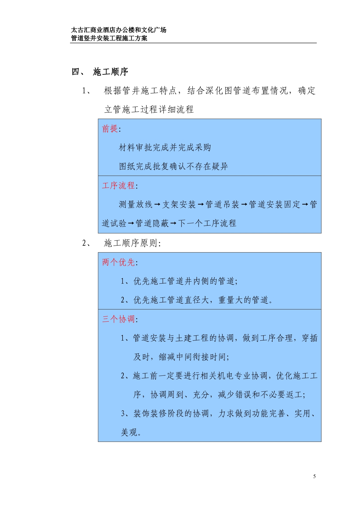 （建筑给排水工程）给排水专业管道竖井安装工程施工方案_第5页