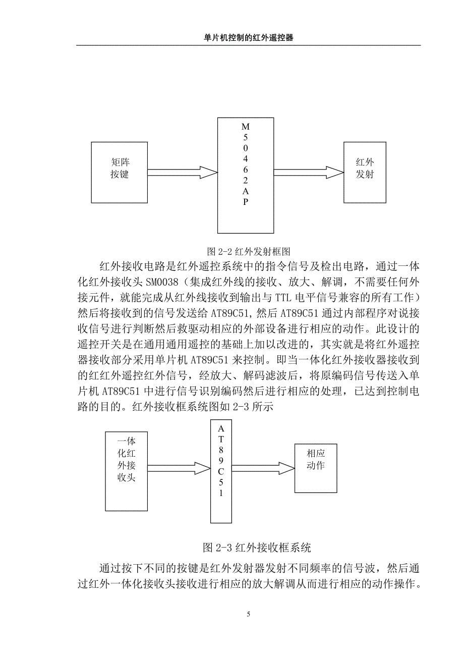 基于AT89C51红外遥控器和红外线家电遥控课程设计_第5页