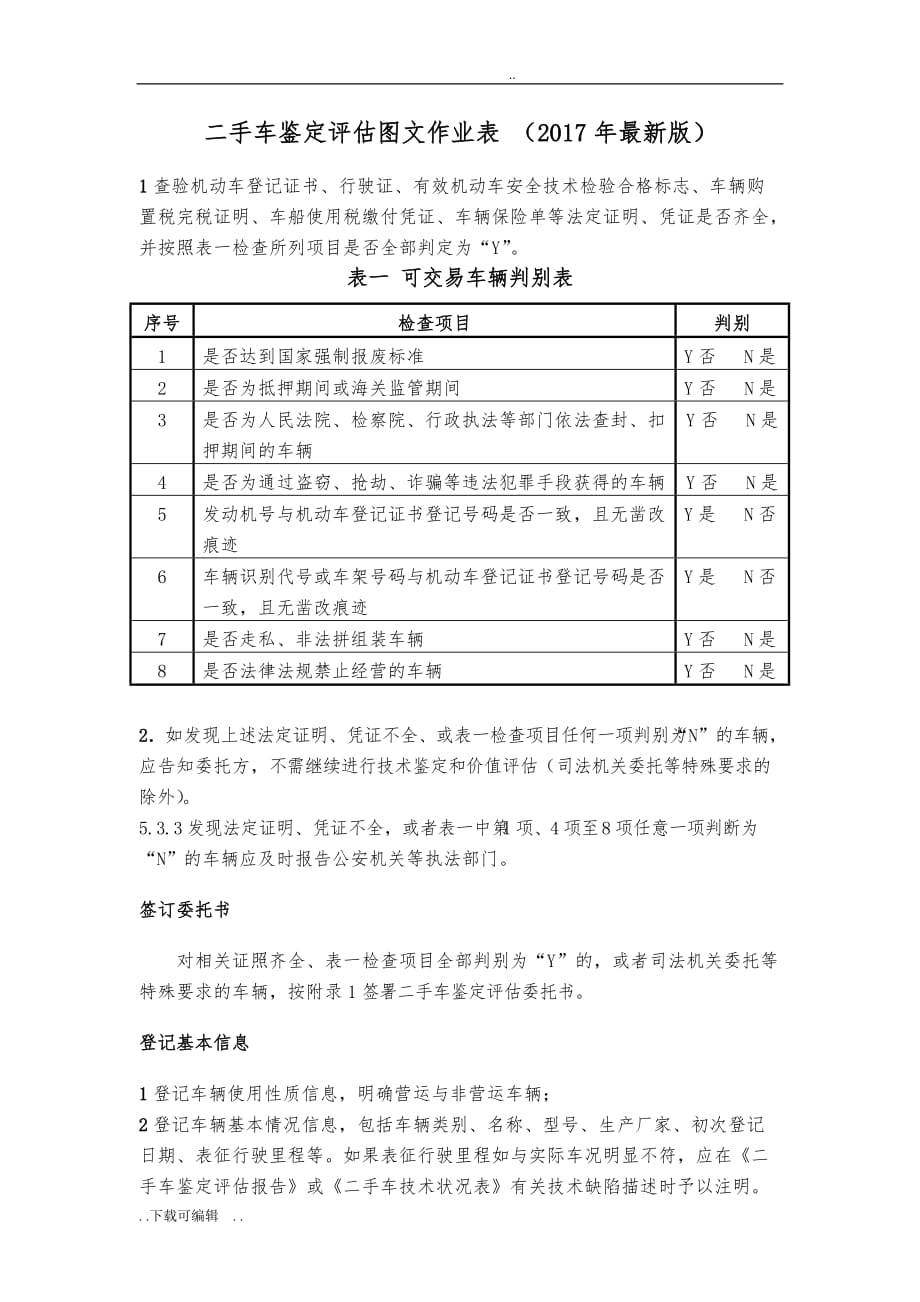 二手车鉴定评估图文作业表_(2017年最新版)_第1页