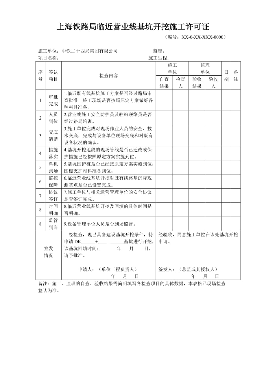 （建筑工程管理）上海铁路局临近营业线基坑开挖施工许可证制度_第1页