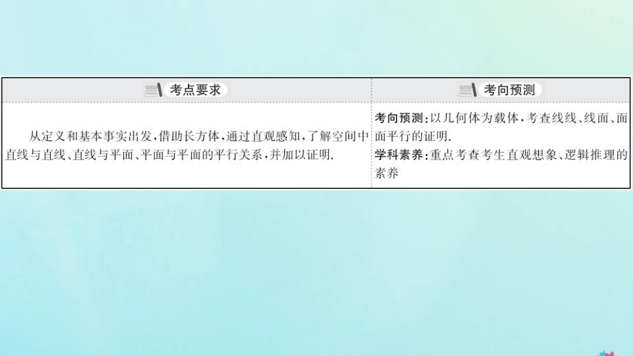 新课改地区2021版高考数学一轮复习第八章立体几何初步空间中的平行关系课件新人教B版_第3页