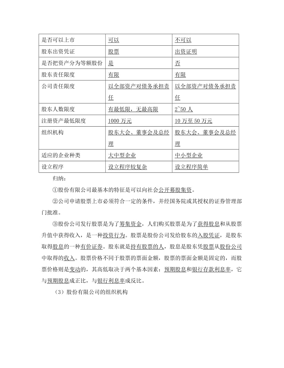 高一政治上册公司是企业的一种重要形式 学案流程_第4页