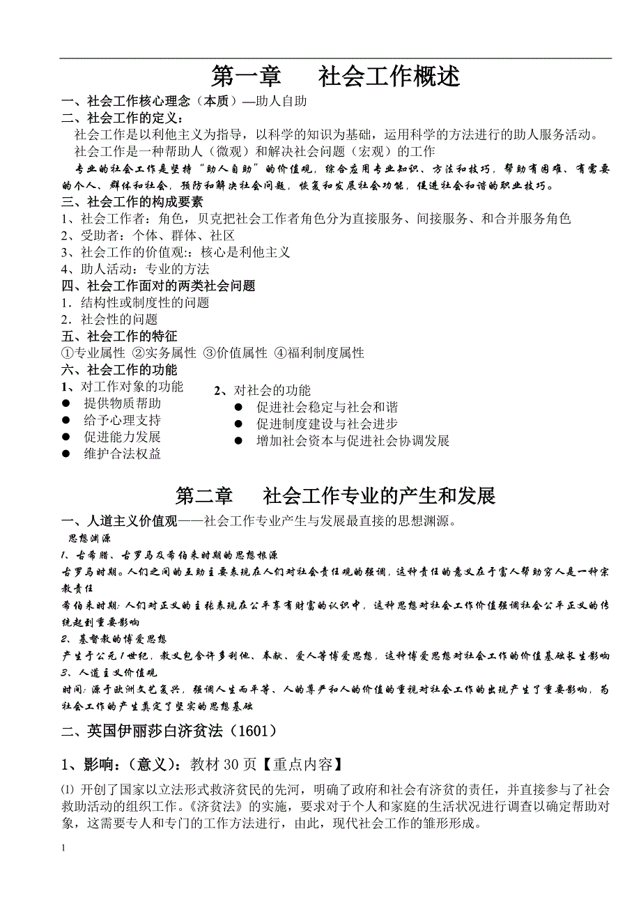 社会工作导论考试重点知识课件_第1页