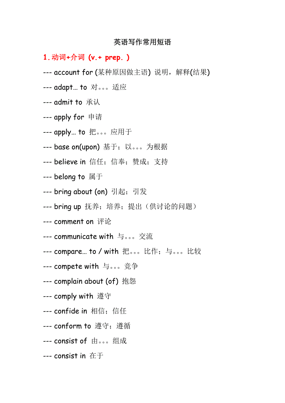 英语写作常用短语精选_第1页