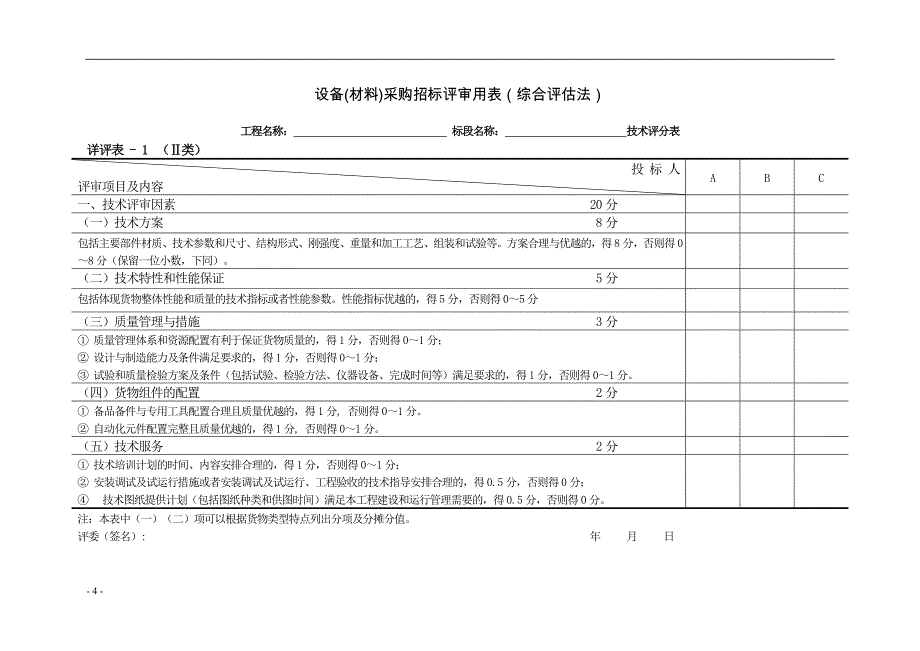 设备材料招标评标方法和标准-附表教学讲义_第4页