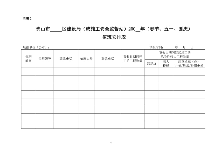 佛山市建筑工程节假日值班工作制度_第4页