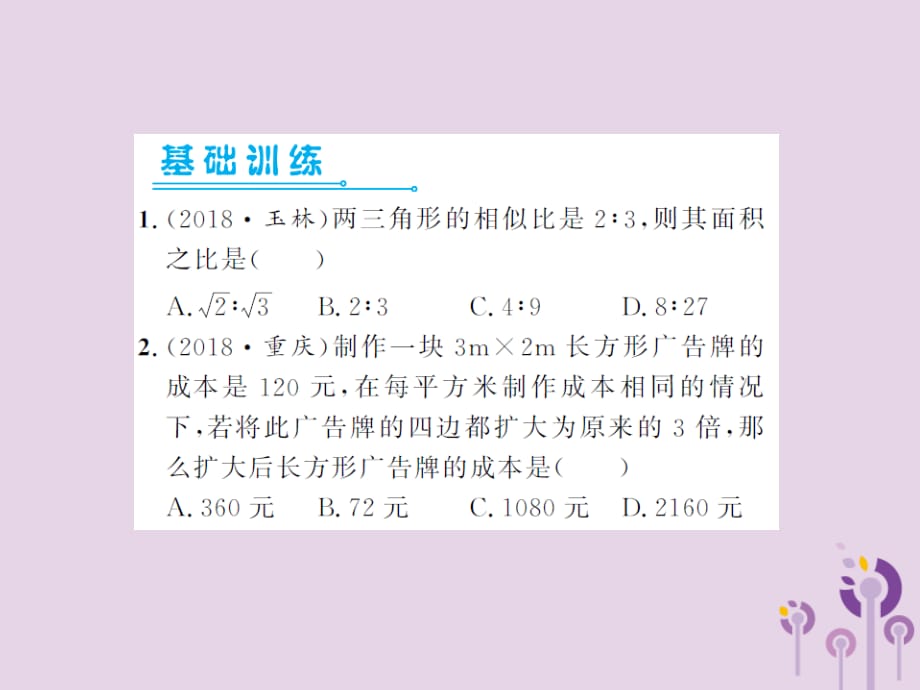 中考数学总复习第四章图形的初步认识与三角形第五节相似三角形.ppt_第2页