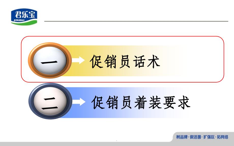 促销员培训-话术+着装(君乐宝模板)ppt课件_第2页