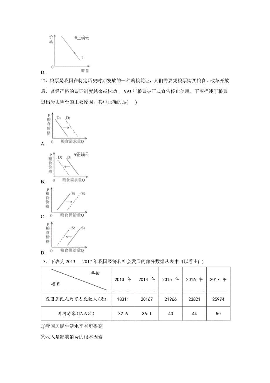 高考政治真题专项汇编卷 （2017-2019）知识点1：生活与消费word版_第5页