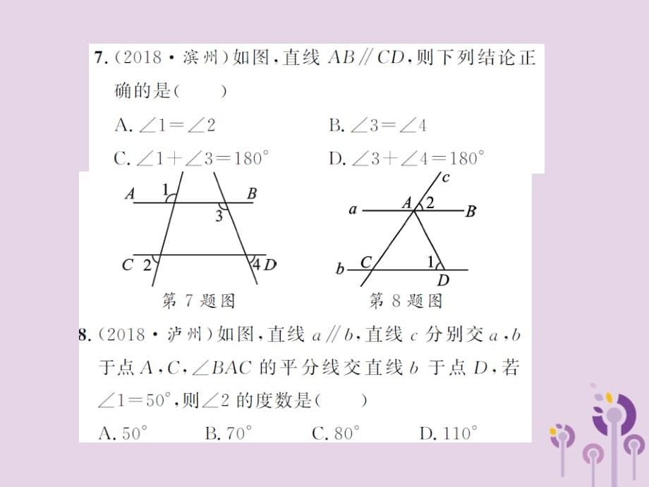 中考数学总复习第四章图形的初步认识与三角形第一节角、相交线与平行线.ppt_第5页