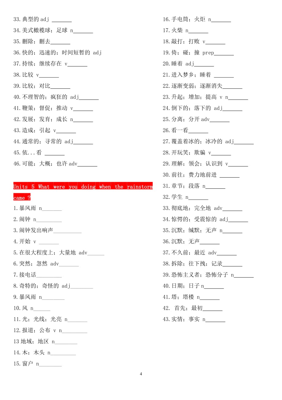 人教版八年级下册英语单词与词组默写题库.doc_第4页