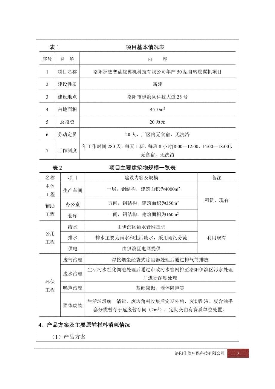 洛阳罗德普蓝旋翼机科技有限公司年产50架自转旋翼机项目环境影响报告表_第5页