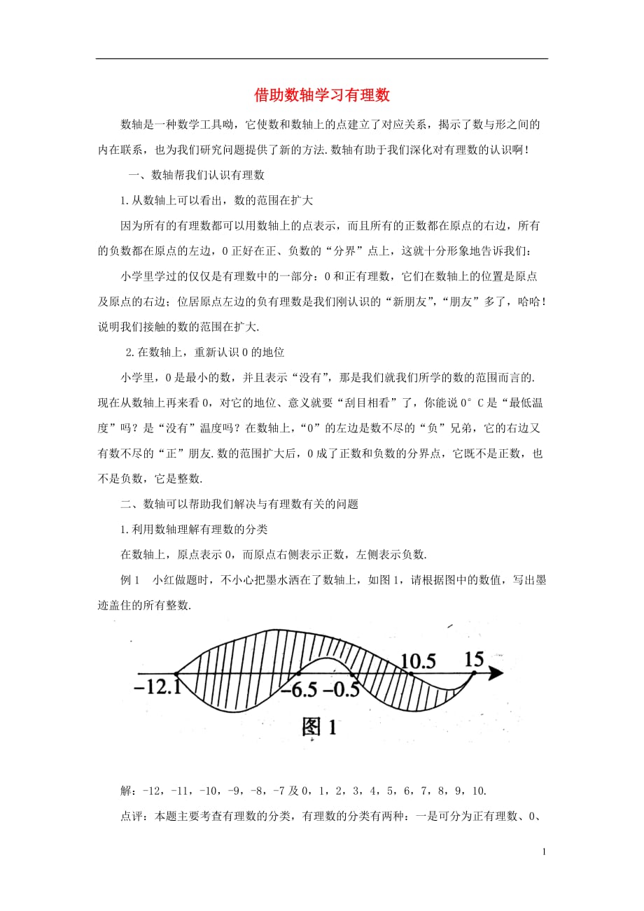 七级数学上册2.2数轴借助数轴学习有理数素材新青岛 1.doc_第1页