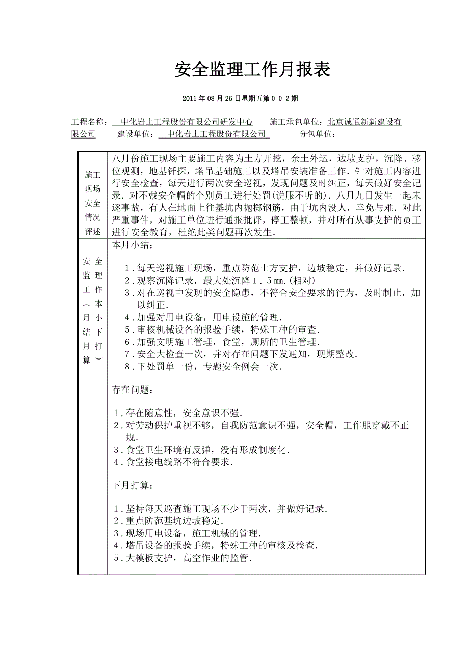 2020年安全监理工作月报表1-5精品_第2页