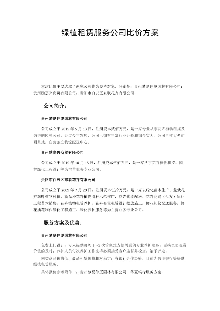 绿植服务公司比较方案.doc_第1页