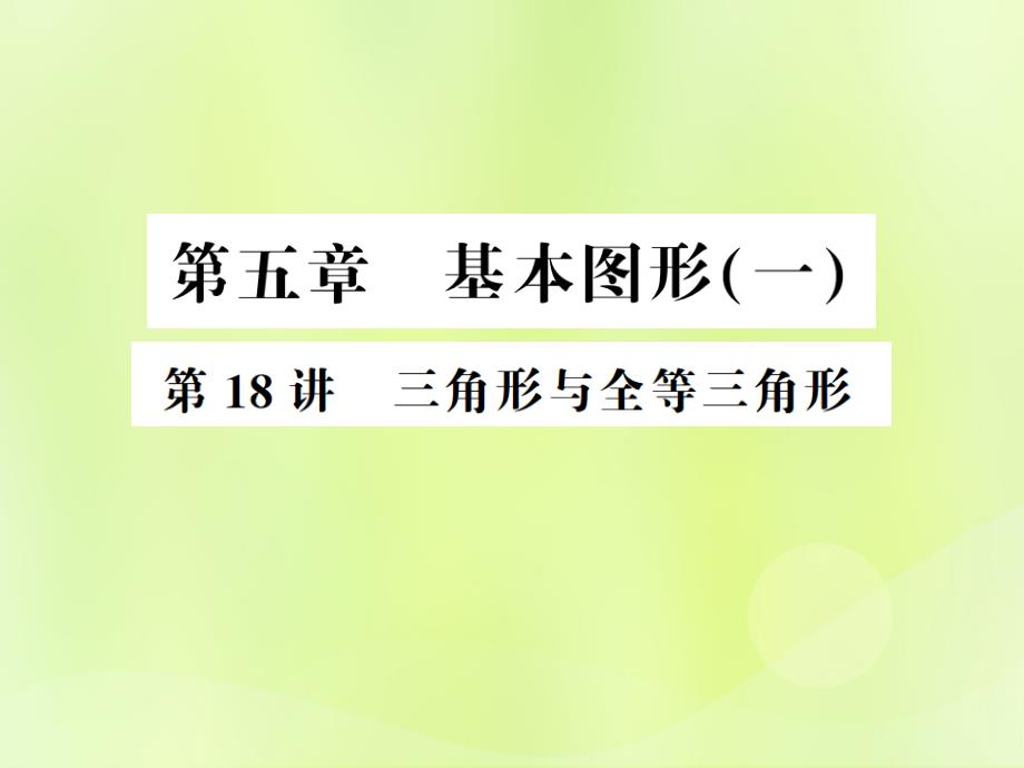 中考数学总复习第五章基本图形一第18讲三角形与全等三角形讲本.ppt_第1页