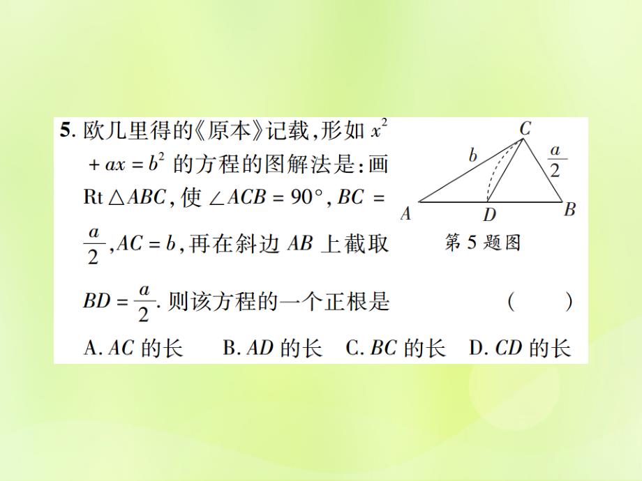 江西中考数学总复习第二单元方程组与不等式组第6课时一元二次方程及其应用高效集训本.ppt_第4页