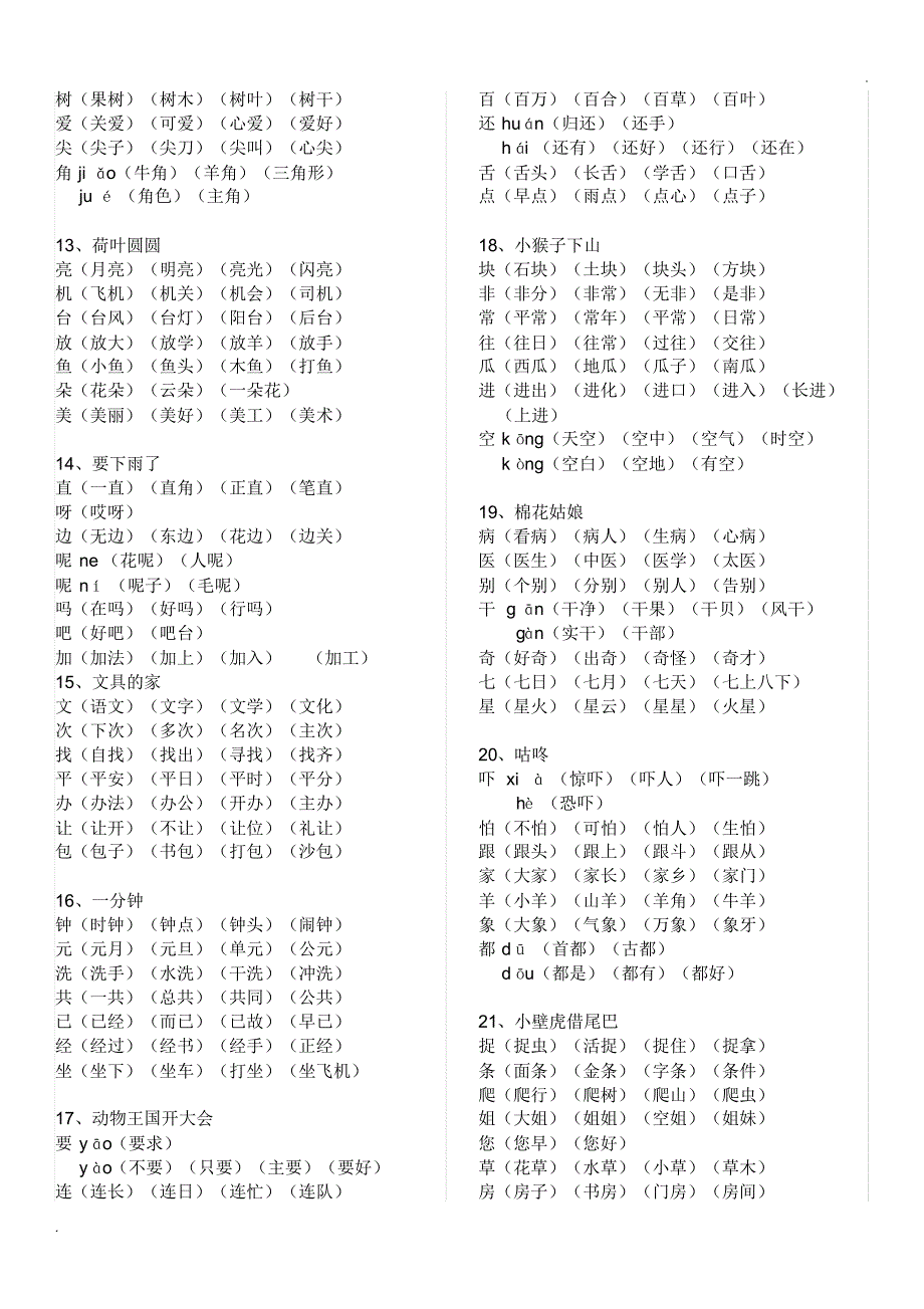 新版部编版一年级下册全册生字组词(打印版)._第3页