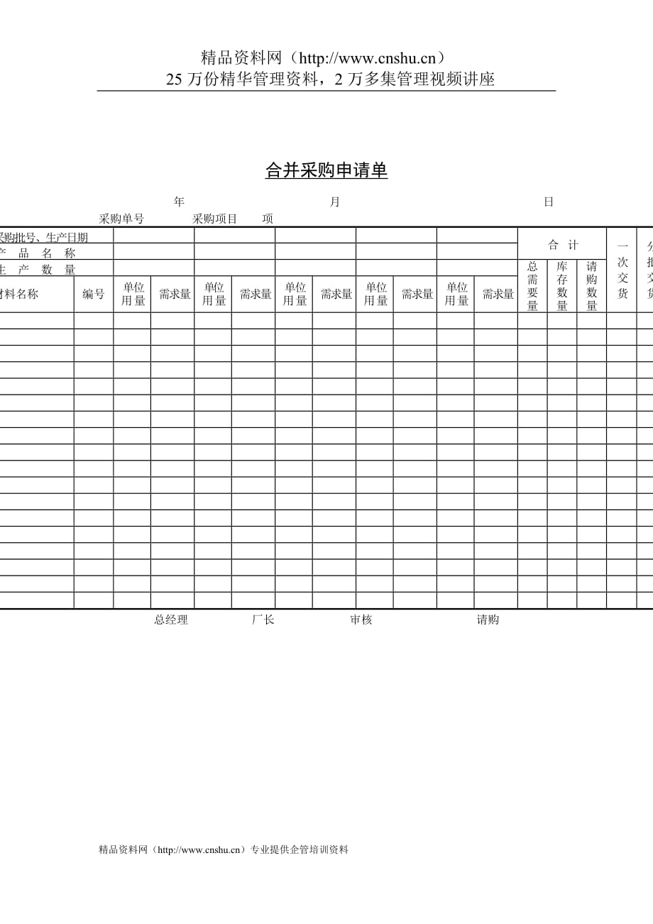 2020年采购管理表格-合并采购申请单精品_第1页