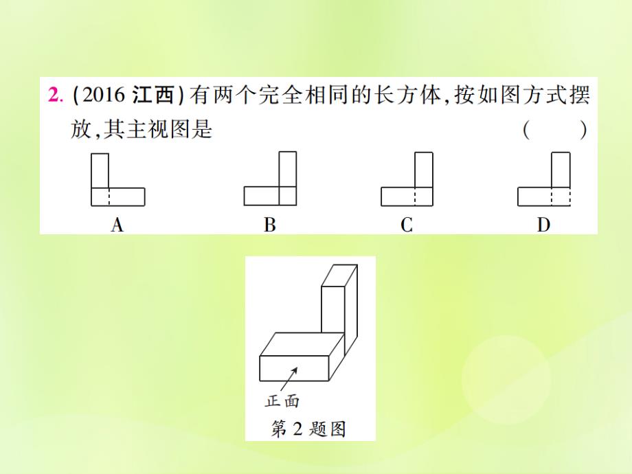 江西中考数学总复习第七单元视图投影与变换第25课时视图与投影考点整合1203141.ppt_第3页