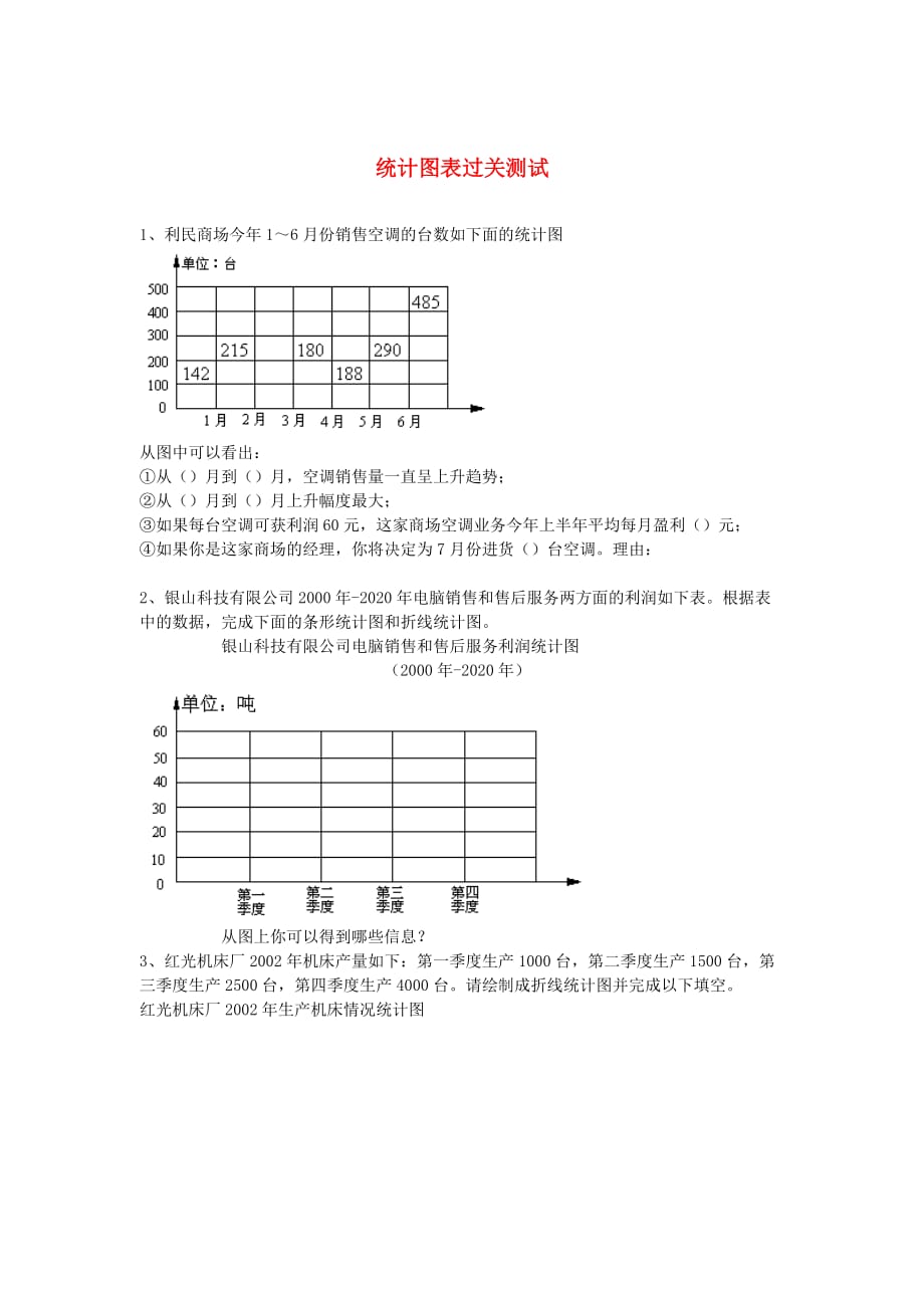 2020学年一年级数学下册习题精编统计图表过关测试无答案新人教版2_第1页