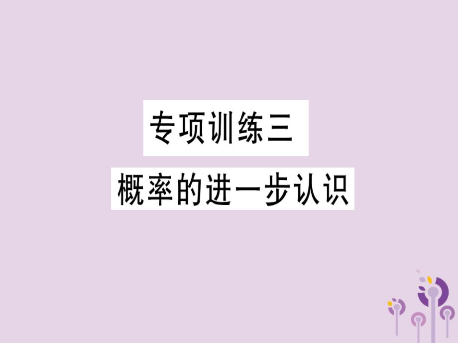 通用春九级数学下册专项训练三概率的进一步认识习题讲评新北师大03231120.ppt_第1页