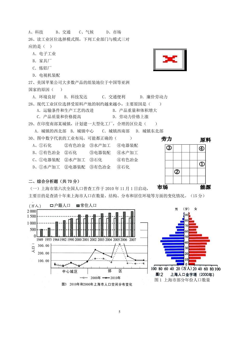 高一地理期中试卷(人口和城市).doc_第5页