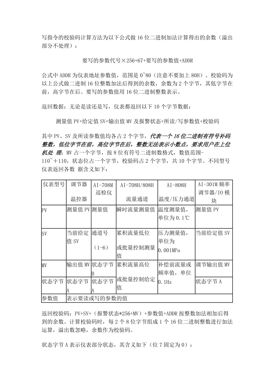 厦门宇电控温仪AIBUS通讯协议说明_第3页