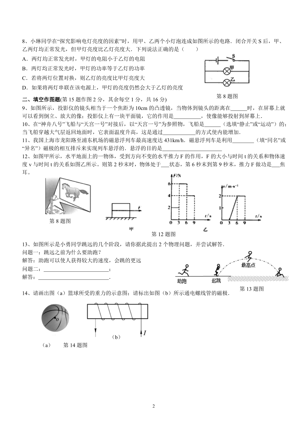 精品 2015年重庆中考物理模拟试题(九)_第2页