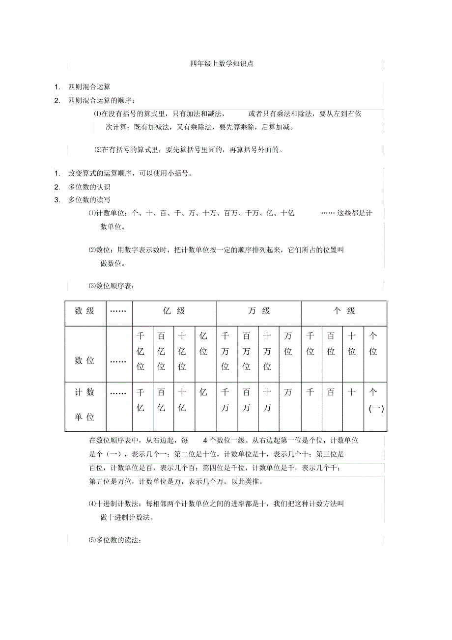 四年级上数学知识点._第1页