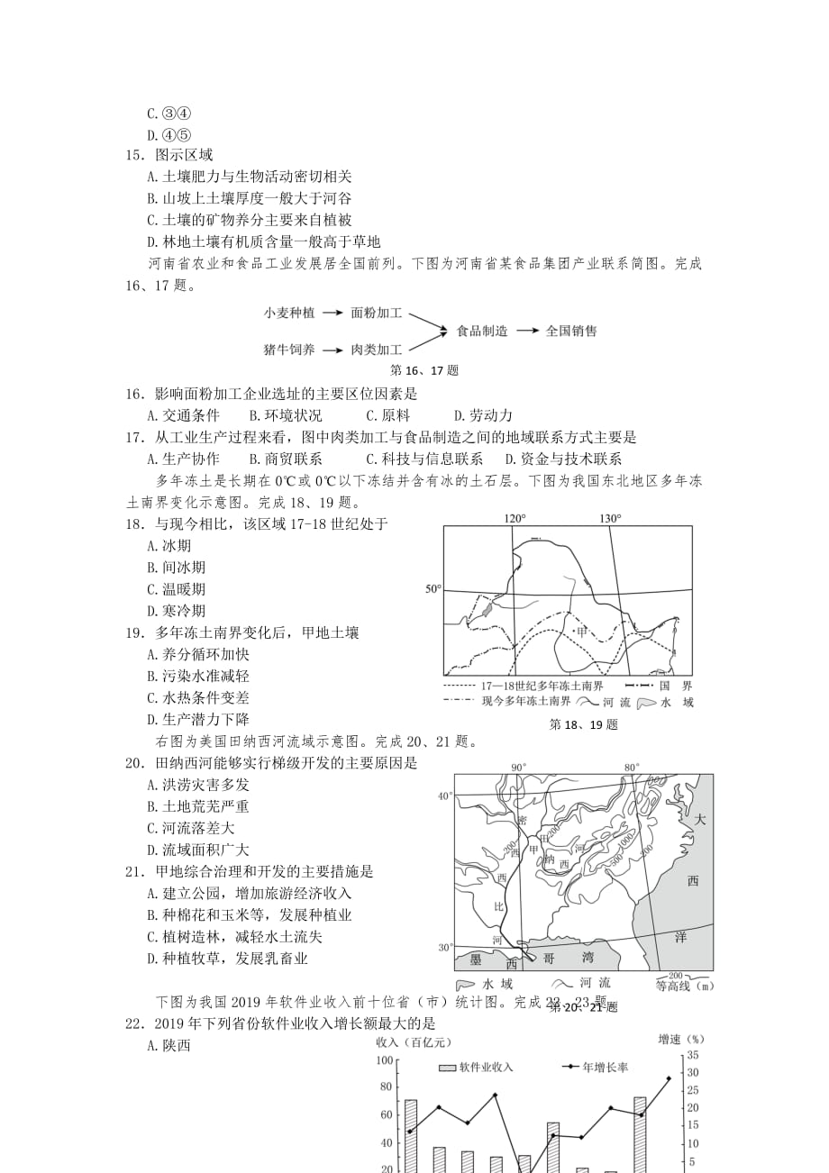 2019年4月浙江省学考选考地理试卷图重绘WORD稿(1)_第3页