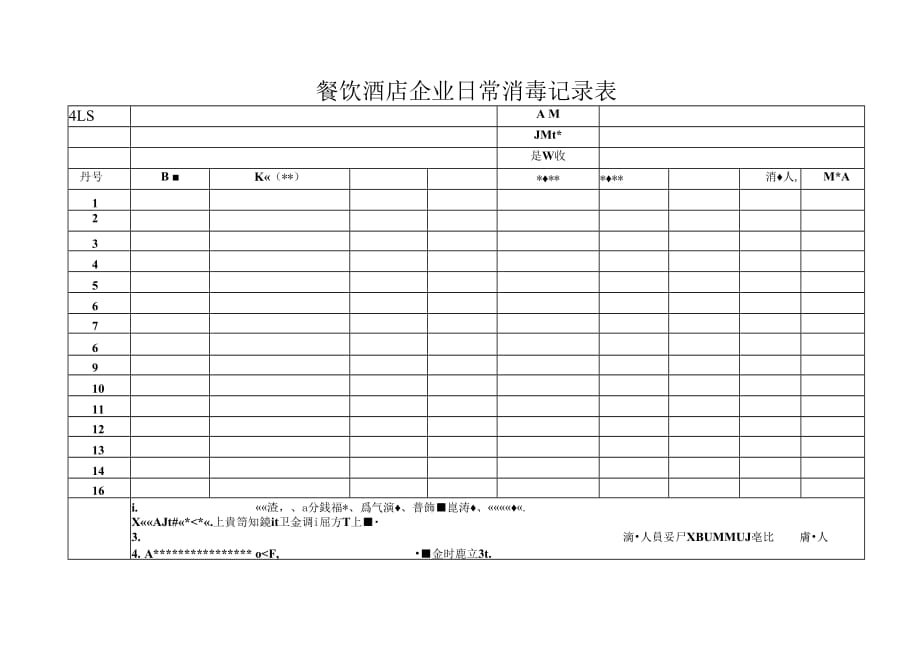 (精品)餐饮酒店企业复工消毒记录表(疫情期间)._第1页