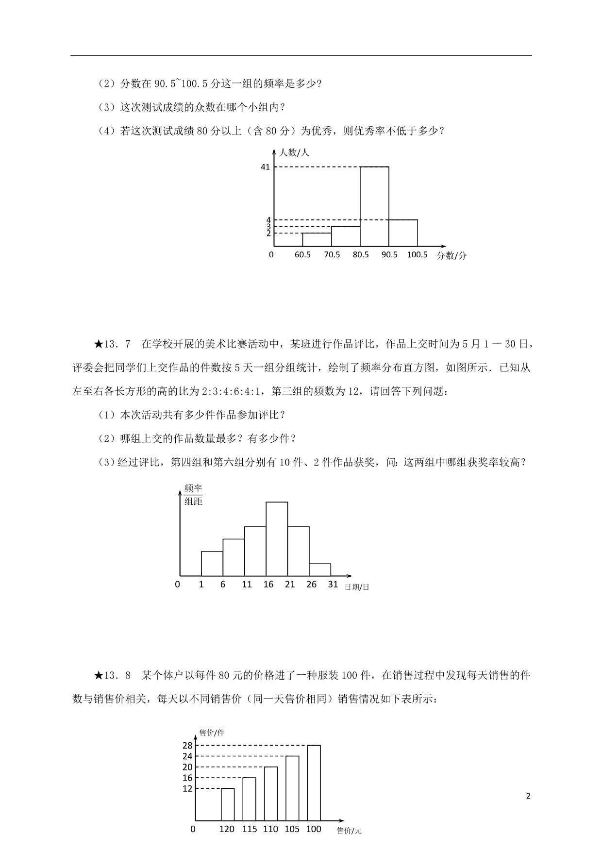 山东诸城桃林中考数学第13章统计初步复习题.doc_第2页