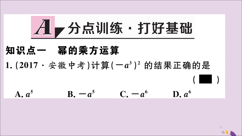 通用秋八级数学上册14.1整式的乘法14.1.2幂的乘方习题讲评新.ppt_第2页