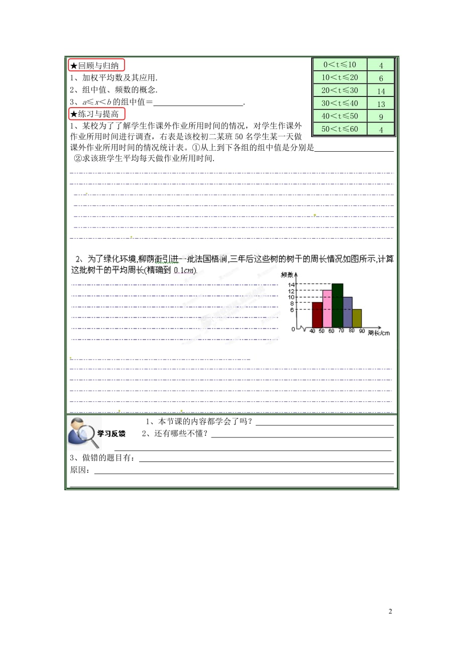 河南范白衣阁乡二中八级数学下册 20.1.1 平均数学案 .doc_第2页