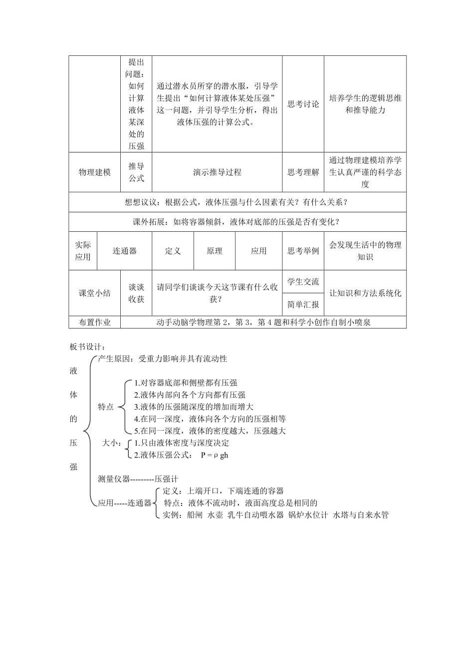 液体的压强 教学设计_第3页